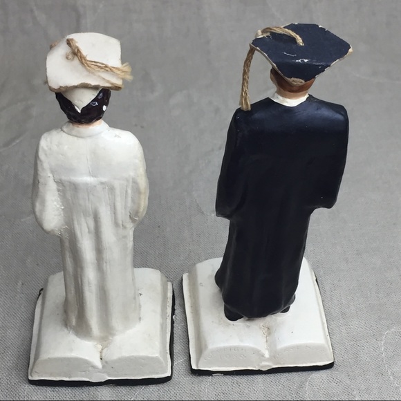 Vintage Chalkware Graduation Figures Dated 1958 - Picture 15 of 15